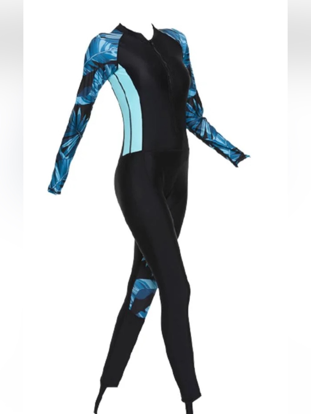 SBART Women’s S Full Body Rash Guard Dive Skin Suit Black Turquoise  UPF 50+ NEW